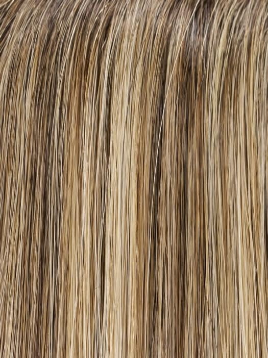 24BT18S8 SHADED MOCHA | Medium Natural Ash Blonde & Light Natural Gold Blonde Blend with Light Natural Gold Blonde tips, Shaded with Medium Brown