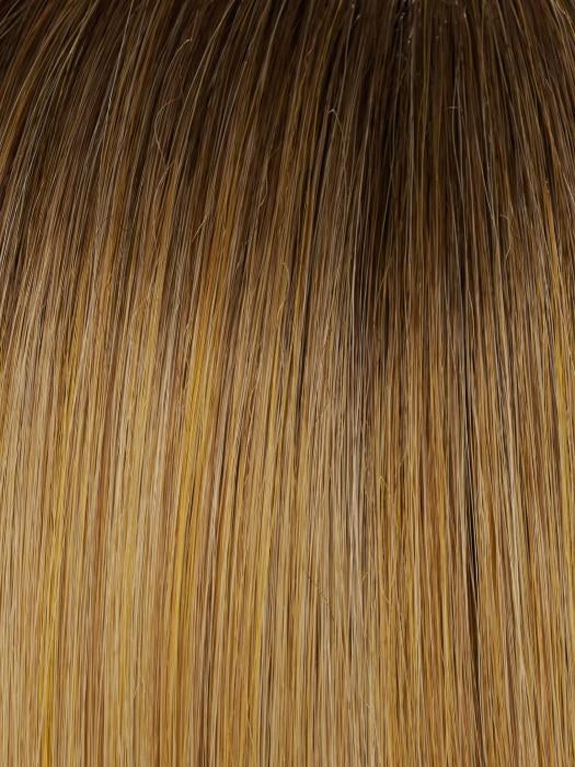 Color 24B/27CS10 = Light Golden Blonde & Medium Red Gold Blonde Blend, Shaded with a Light Brown Root