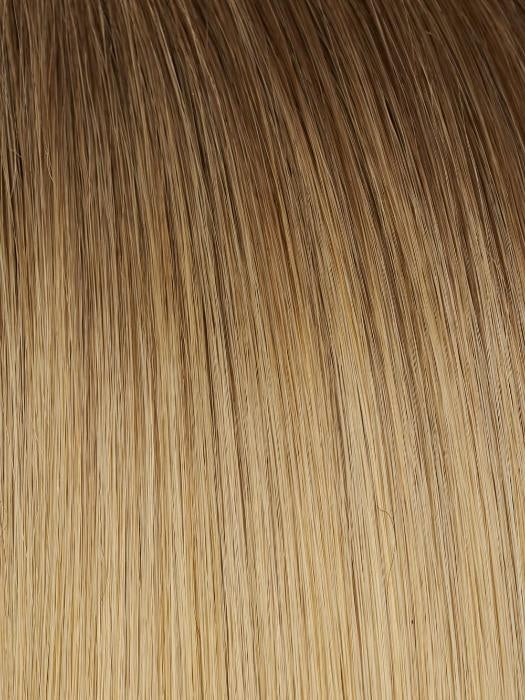 Color 24B613S12 = Medium Natural Ash Blonde & Pale Natural Gold Blonde Blend tipped, Shaded with a Light Brown Root